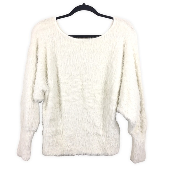 Anthropologie Ember Eyelash Furry Ivory Pullover Dolman Sweater - Picture 7 of 14